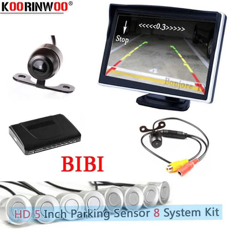 

Koorinwoo LCD Display Car Parking Sensor 8 Reverse Backup Radar Assistance parking Digital Display Rearview camera Step-up Alarm