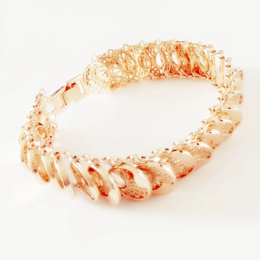 Женский браслет из розового золота 585 пробы 20 см длиной 15 мм широкий 2019|women bracelet|women
