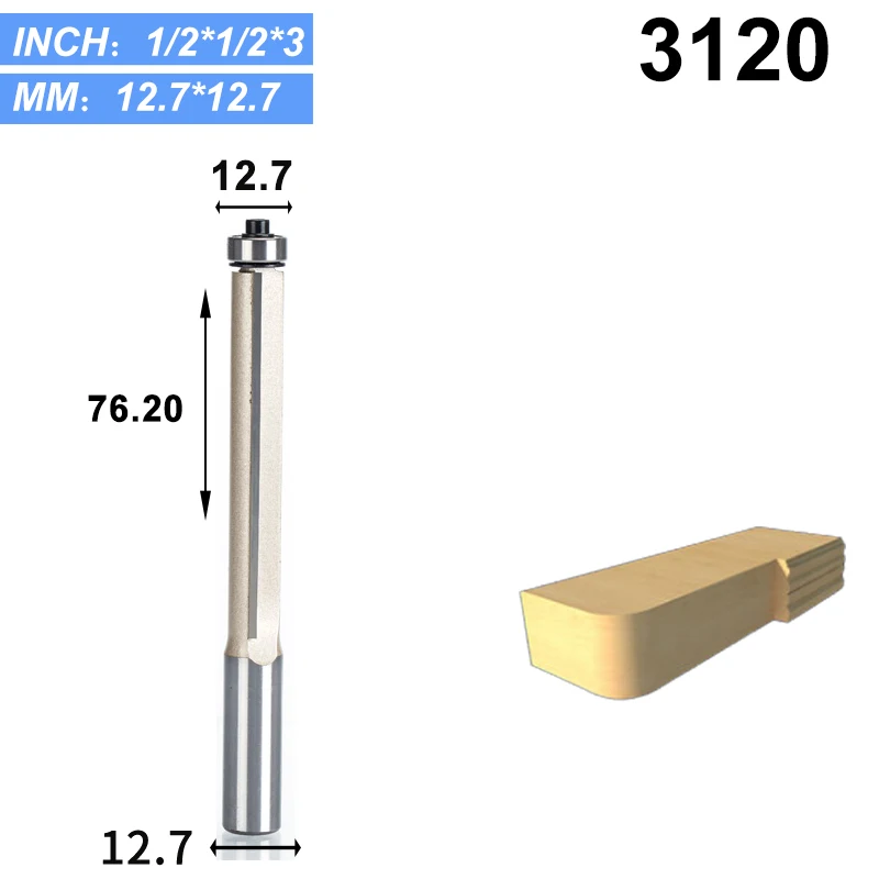 1 шт. 1/2*1/2*3 для промывания и подравнивания фрезы для древесины удлиненные обрезные фрезы с подшипником деревообрабатывающий инструмент - Длина режущей кромки: 3120
