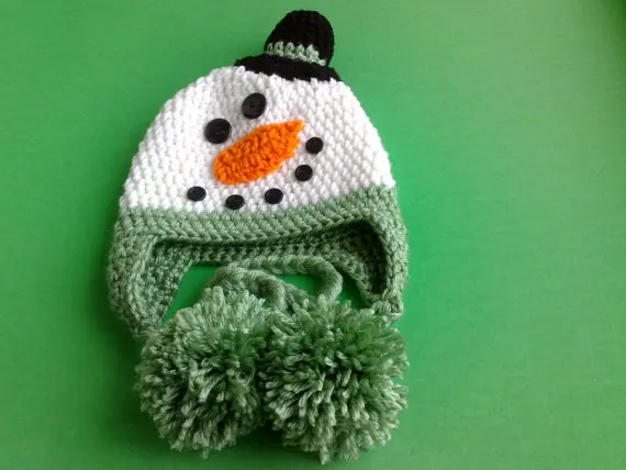 

free shipping, Lovely Cartoon handmade Crochet snowman hat , Baby Christmas Hat ,100% cotton snowman baby hat caps Photo Prop