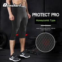 Honeybomb Kneepads Men's Running Tights Compression Men Cropped Trousers Sport Leggings Gym Fitness Training Basketball Pants