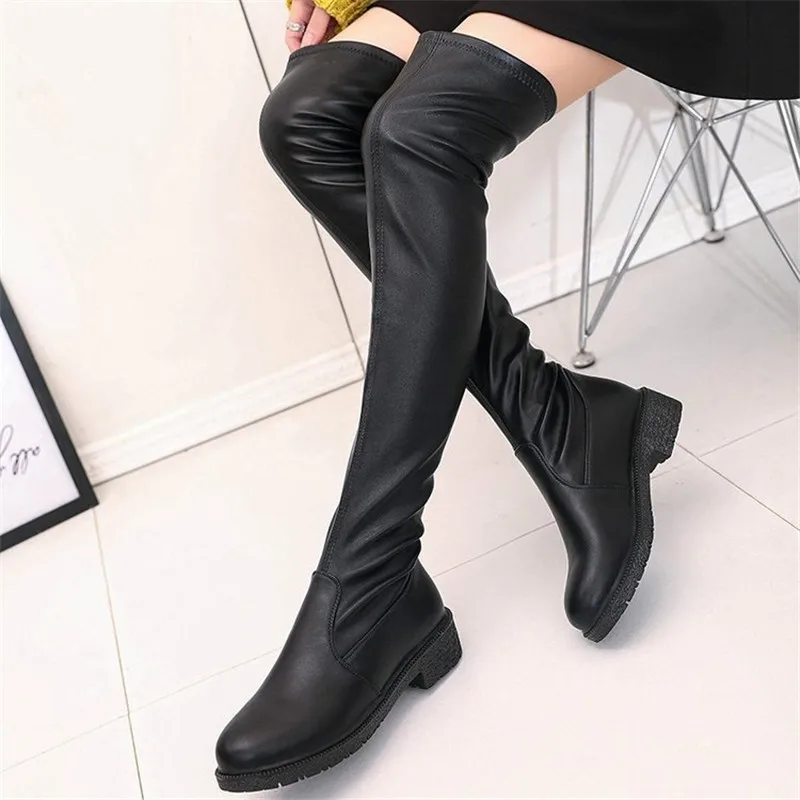 

Slim Boots Sexy Over The Knee High pu Women Snow Boots Women's Fashion Winter Thigh High Boots Shoes Woman