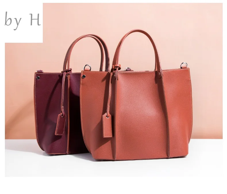 

by H new 2019 new arrival big capacity bags cow leather handbags for woman casual totes Genuine Leather business totes