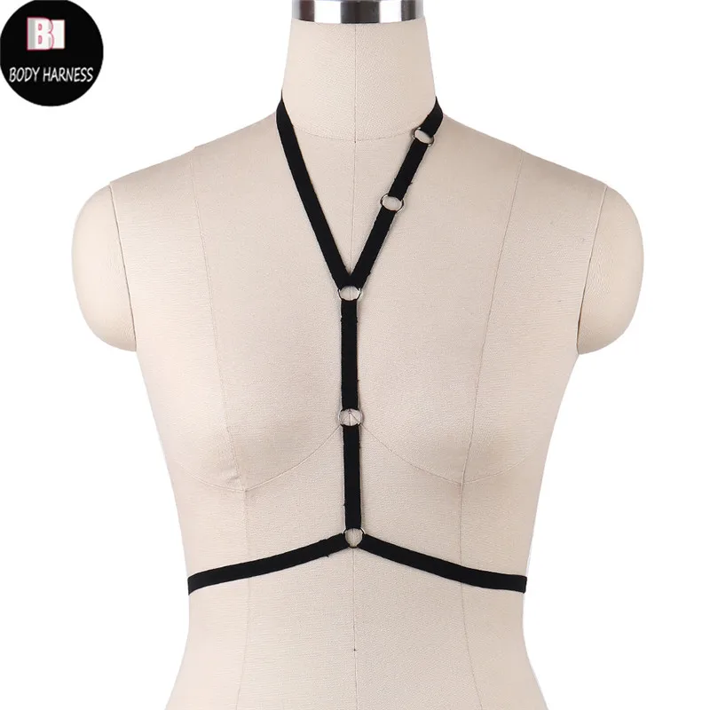 Women Black Body Harness Sexy Goth Harness Crop Top Bondage Harness Cage Bra Bralette Fetish Wear Open chest Body Belt Suspender