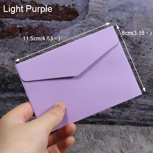 Маленькие бумажные конверты 10 шт 14 конфетных цветов открытка свадебный подарок пригласительный конверт офисный канцелярский бумажный пакет 11,5x8 см - Цвет: Light Purple