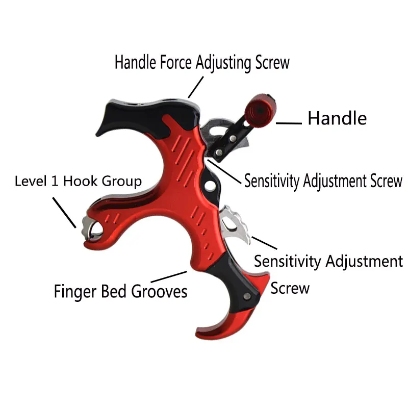 1pc Archery Compound Bow Release Thumb Caliper Trigger 3 Finger Grip Left/Right Hand Adjustable Shooting Accessories