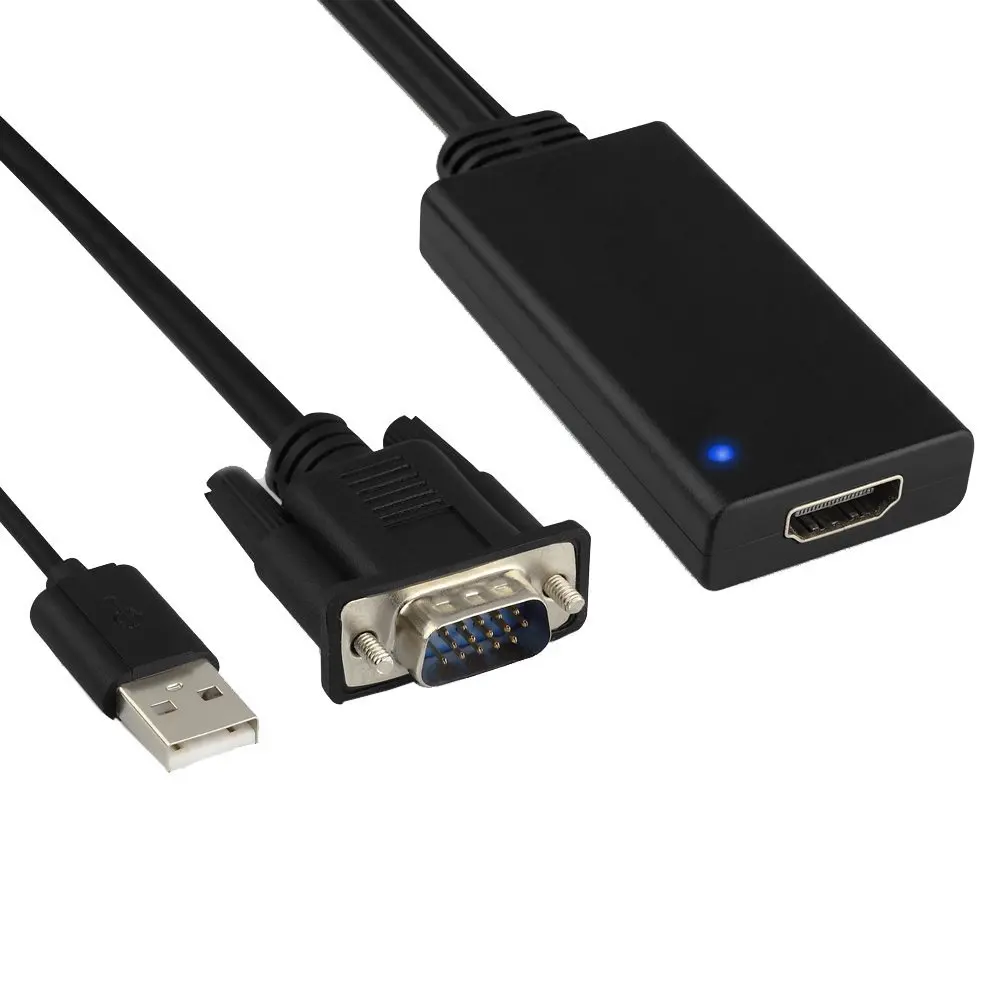 E EDC High Quality VGA TO HDMI Converter Black 1080P VGA to HDMI USB ...