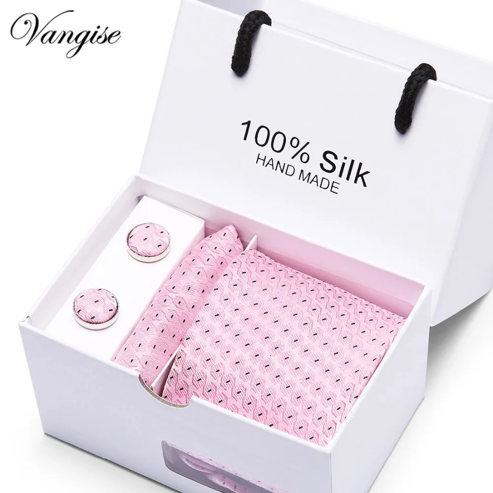 

2019 New Arrival Men's Ties Pink Polka Dot Pattern Mens Wedding Neckties 7.5cm Necktie Business Silk Ties For Men Tie Gift Men