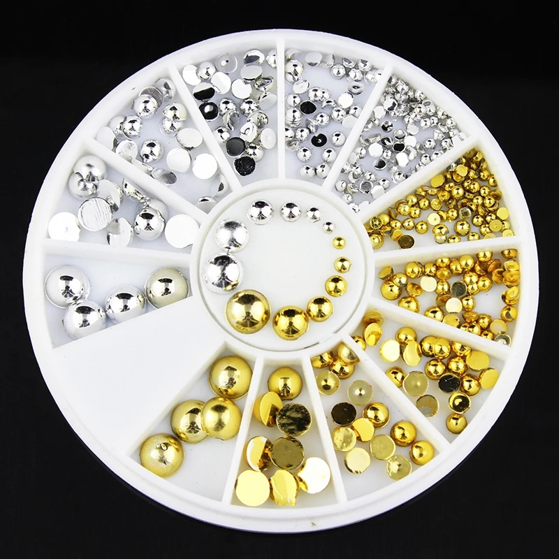 3d nail rhinestone decoration golden/silver gold acrylic ball