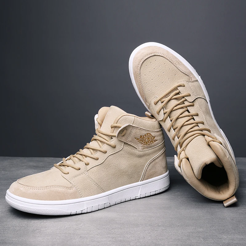 

Hemmyi 2018 Hot New Autumn Winter Men Casual Shoes Flock High-top Men's Shoes Black Gray Beige Male Adult Outdoor Sneakers