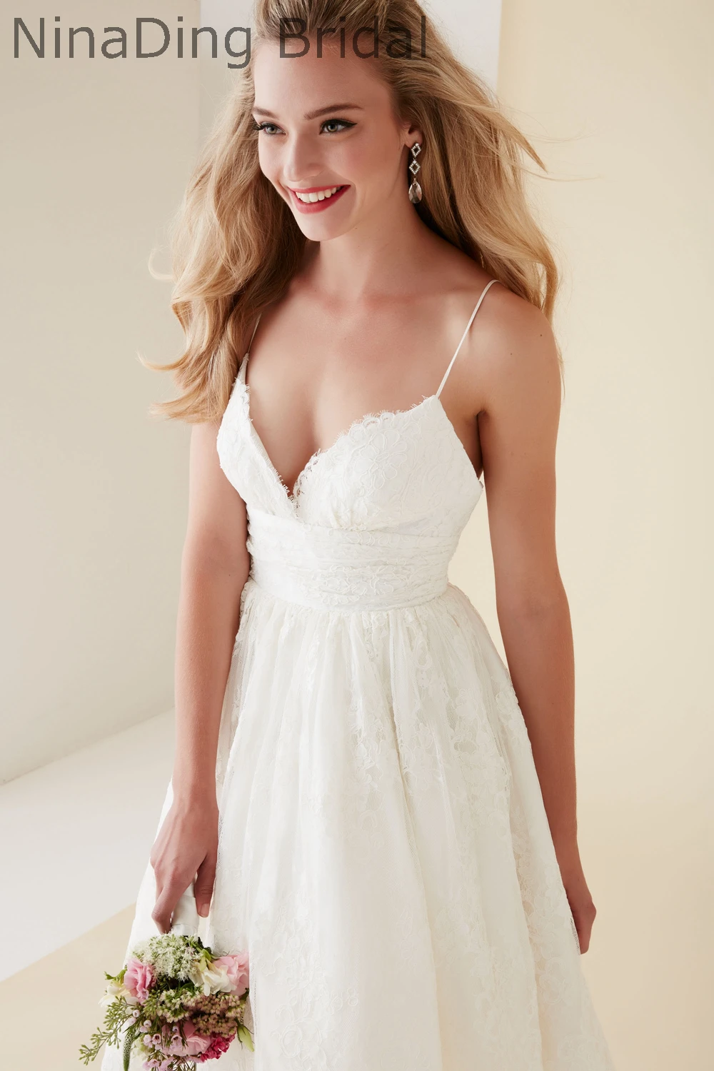 Short Lace Tea Length Wedding Dresses Vintage White Hippie Style