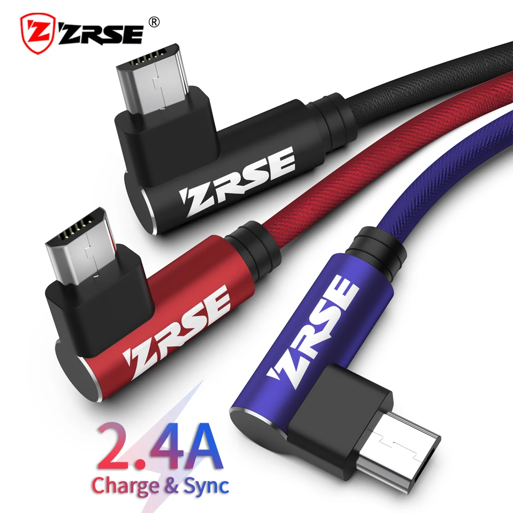 ZRSE 90 градусов локоть Micro USB кабель для Samsung Galaxy j7 j5 3m 2m 1m синхронизация данных