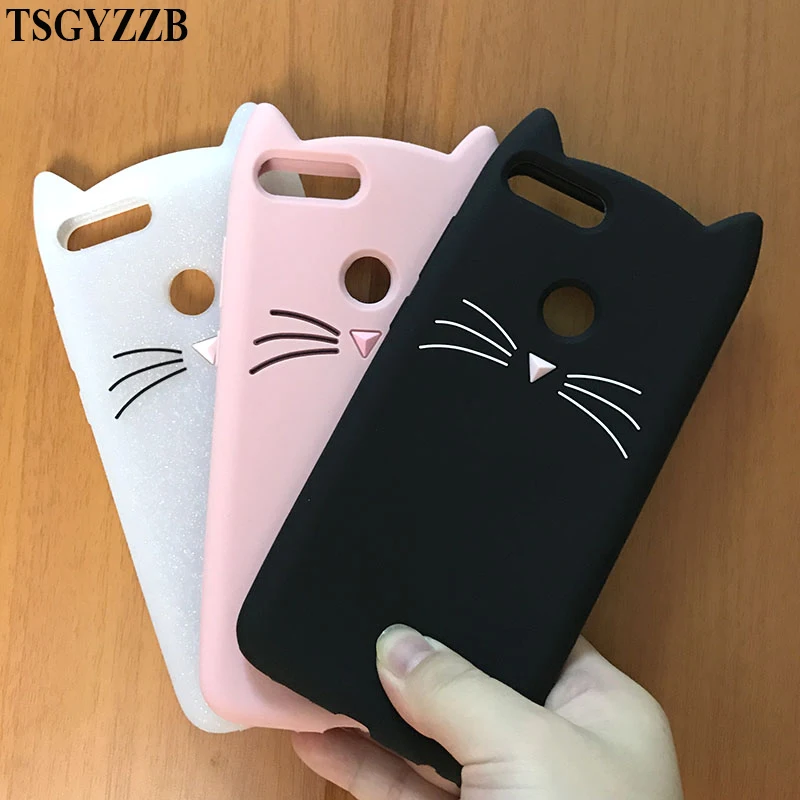

Phone Cases For Huawei Honor 7X Cover Animal Cat 3D Cartoon Cute Protective Soft TPU Back Silicone Case Honor 7X Beard Smile Cat