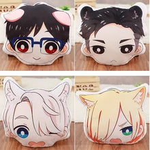 Anime Yuri on ice Victor Katsuki Yuri Plisetsky Head font b Pillow b font Cushion font