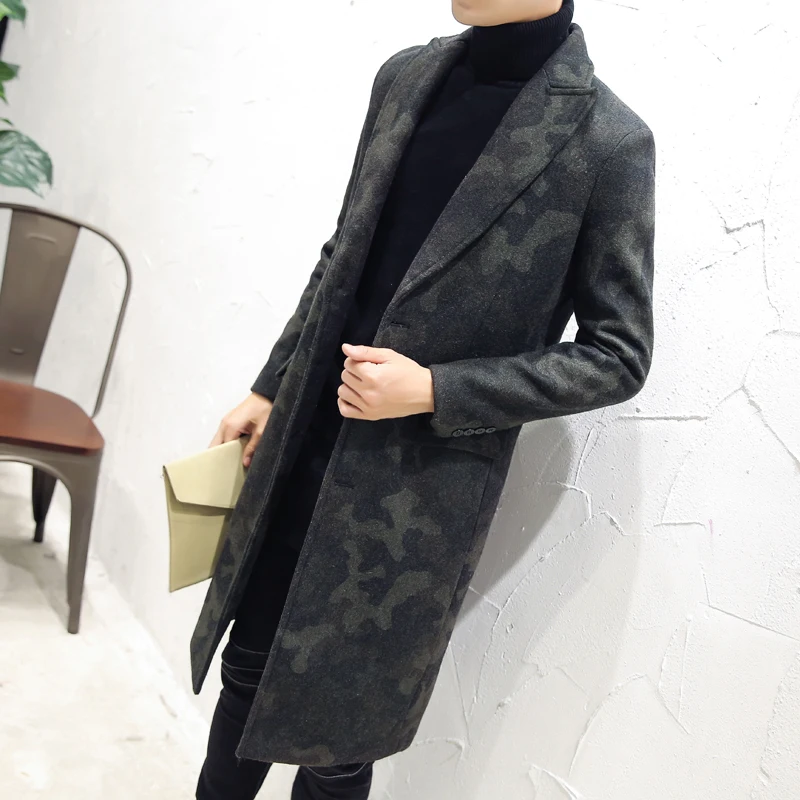 2018 جديد الرجال الصوف المعاطف نحيل مان الخريف الشتاء معطف طويل الأزياء سترة واقية Masculino زائد حجم M-3XL نوعية جيدة معاطف