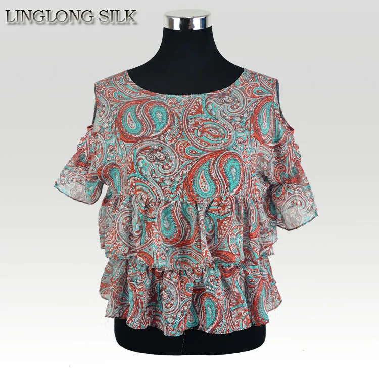 

100% Silk Crepe Shirt Pure Natural Silk Fabric Fashion Women Summer Shirts