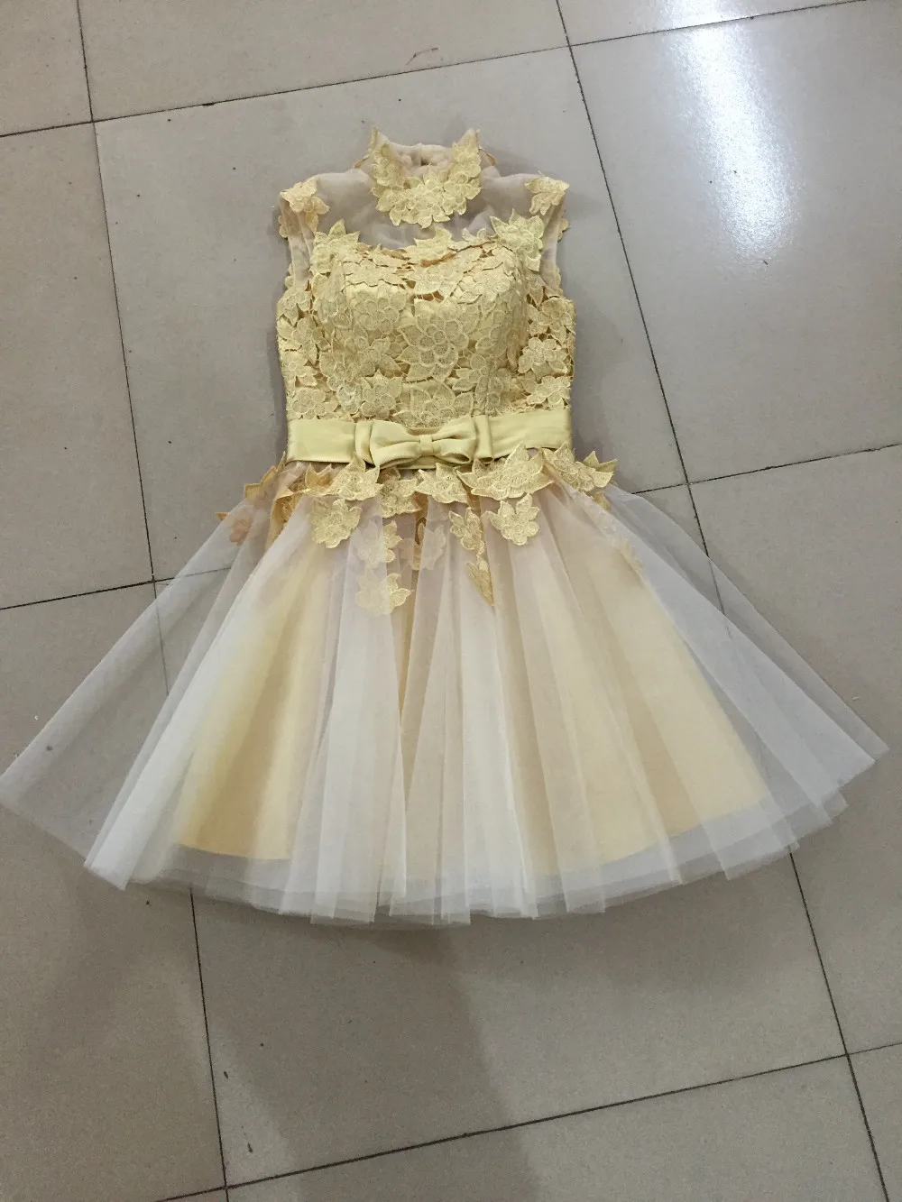 Robe De Soiree 2020 golden Short Lace Evening Dresses gowns Banquet Vintga High Neck vestido de festa Prom Dresses party dress