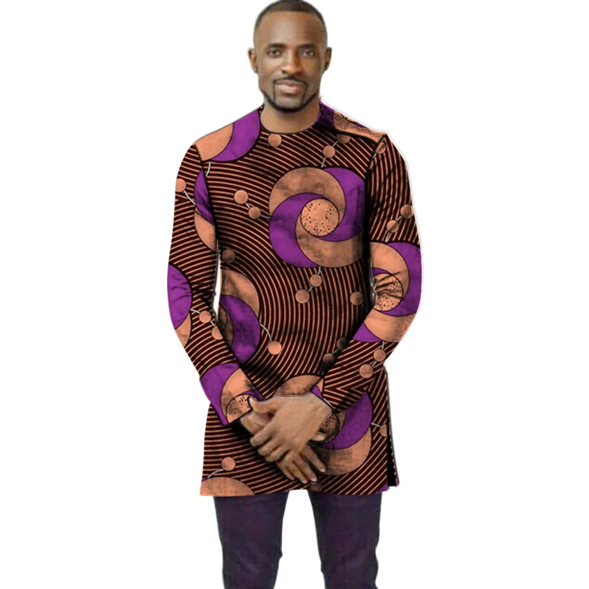 African Clothing Men S Shirt Slim Fit Ankara O Neck Print Tops
