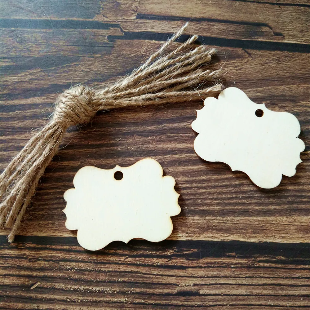 20pcs Natural Wood Floral Gift Price Blank Tags Scrapbooking DIY Crafting Wood Laser Cut Tags Wedding Decoration