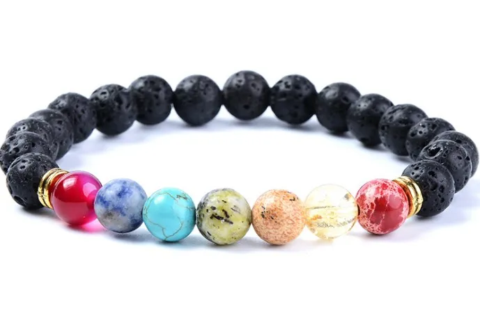 

8mm iy454 mulitcolor rainbow agate lapis lazuli Onyx Macrame Braided black volcanic lava Bracelet Reiki Buddha Prayer Yoga