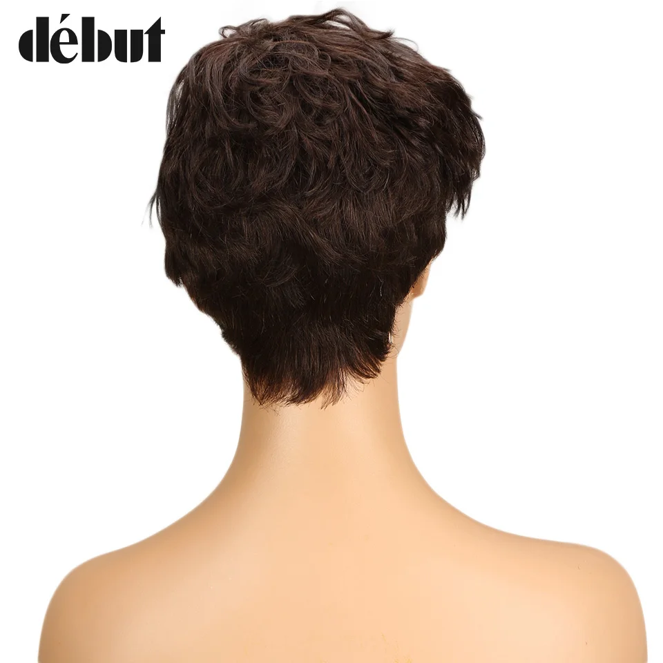 Дебютный натуральный черный цвет короткие человеческие волосы парики для черных женщин Remy Бразильские короткие волосы парики Кудрявые Cheep парики подарки Новые - Цвет волос: #4