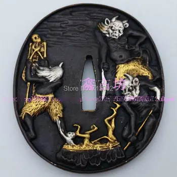 

Japanese Katana Accessory parts Tsuba fitting For Samurai Sword Saber Monster Totem Pure Copper