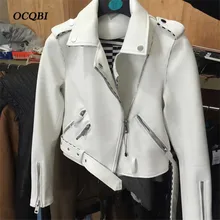 Весенняя женская куртка-бомбер из искусственной кожи, верхняя одежда, мотоциклетная кожаная укороченная куртка, модная белая уличная одежда