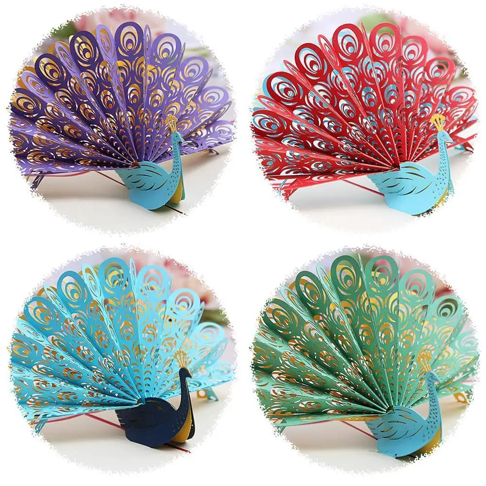  3D Innovative Greeting Card Peacock Style Multi-color Optional Invitation Card Greeting Card - 32920645573