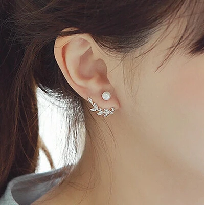 

2016 new arrival hot sell fashion pearl flower 925 sterling silver ladies`stud earrings jewelry wedding gift