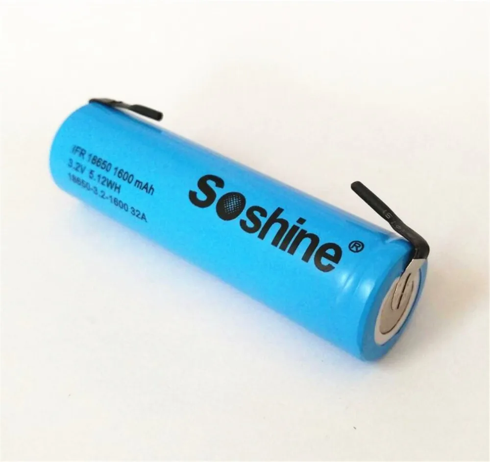 4 шт Soshine LiFePO4 18650 3,2 V 1600mAh аккумуляторная батарея с вкладкой