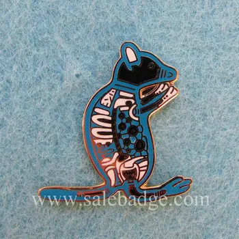

Custom Hard Enamel Pin With Blue rat Badge Fashion and Cute