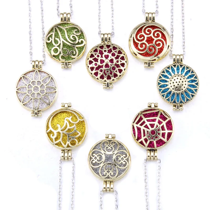 12 Styles Gold Tree Of Life Aroma Box Necklace Aromatherapy Essential