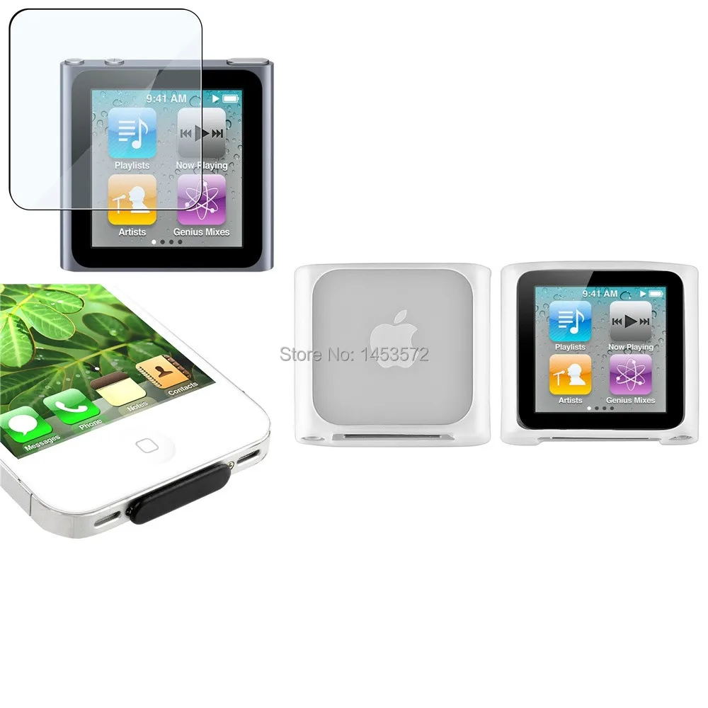 Купить ясный жк-протектор + анти - пыльники + белый силиконовый чехол ...