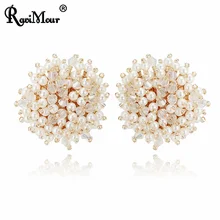 Женские серьги с имитацией жемчуга RAVINOUR, Женские Ювелирные изделия, Коктейльные свадебные серьги-гвоздики с большими кристаллами