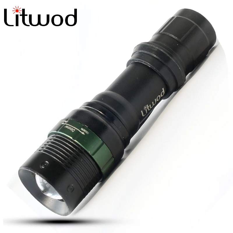 Litwod Z30CK91 Алюминий мощный светодиодный фонарик Adjustabl факел Водонепроницаемый Тактический 18650 Перезаряжаемые светодиодный свет факела для