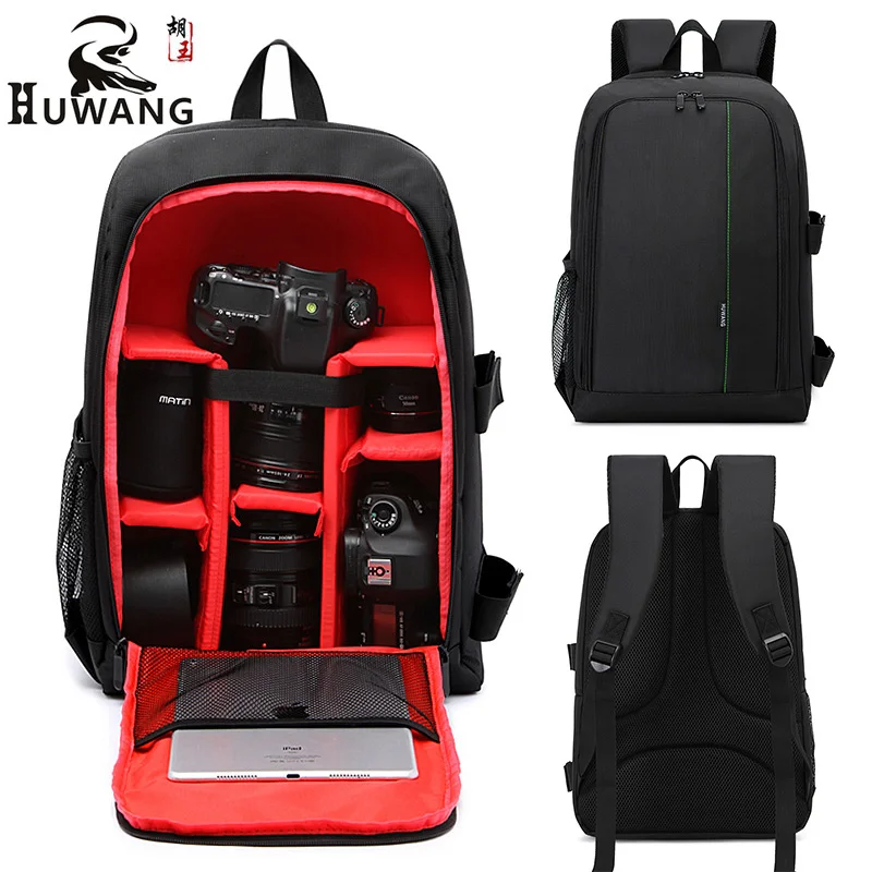 

HuWANG Camera Bag Backpack For Camera with Rain Cover Camera Tripod Lens Pouch For 15.6 inch Laptop 4 Colors