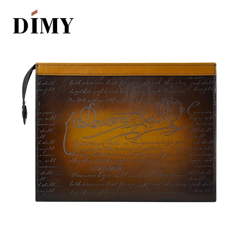 Вместительный итальянский клатч DIMY из телячьей кожи для мужчин бумажники