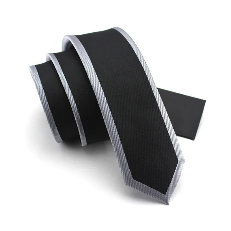 Высокое качество Новинка г. галстук Для мужчин галстук моды тонкий Галстуки для Для мужчин 5.5 см Повседневное черный Галстуки шелковый галстук подарочной коробке