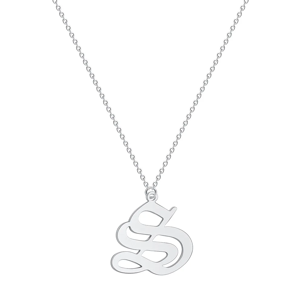 Old English Letter S Pendant Necklace Stainless Steel 26 Alphabet Name Mother's Day Gift Gracias Regalo | Украшения и