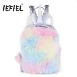 IEFiEL модные миленький плюшевый кролик в форме мультфильм Kawaii Bagpacks кожа голограмма для женщин обувь для девочек школьные ранцы рюкзаки Mochila