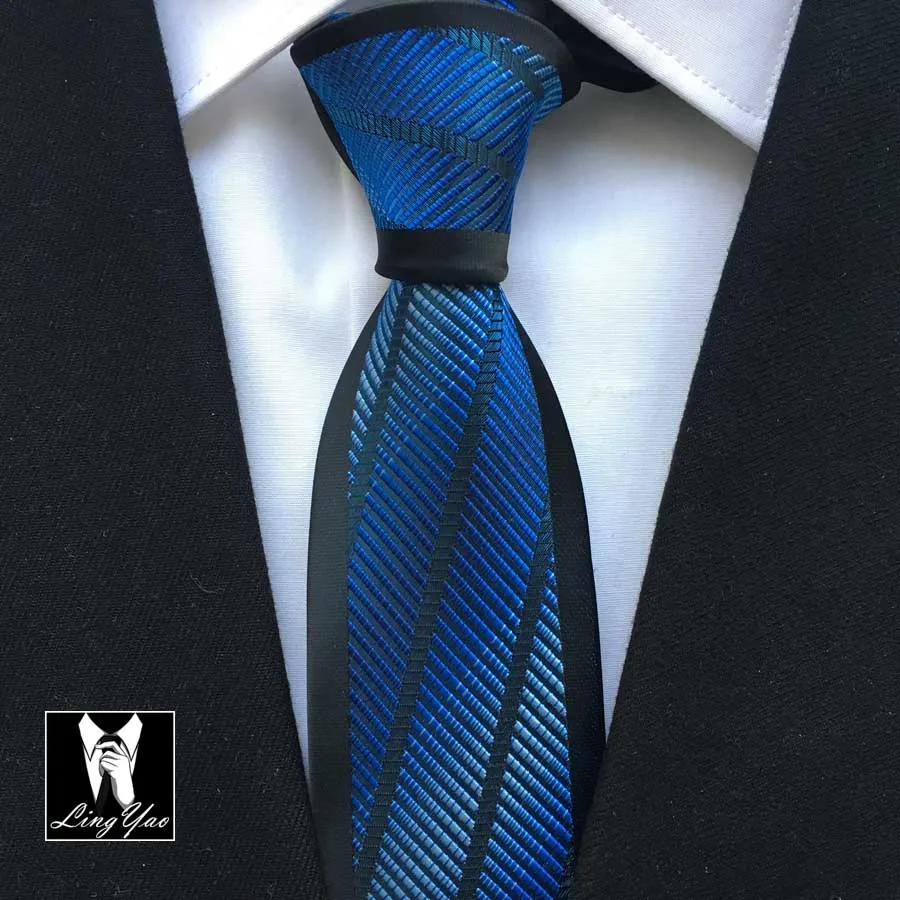 

Lingyao Factory NEW Designer's Tie Royal Blue with Diagonal Stripes Fashion Necktie
