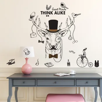 

3D Creative Elk wall stickers PVC Material DIY Art wall Decals For Living room Bedroom Kids room Home decoration Murals