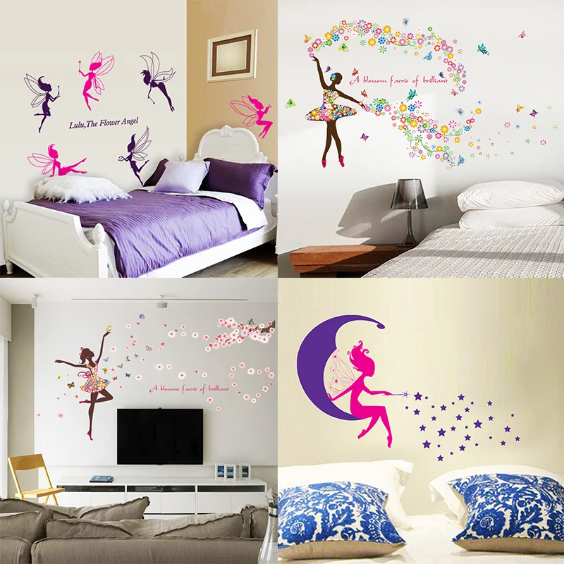 

Zs Sticker fairy Wall Stickers Children Room Home Decor flying fairy Vinyl Kids Room Decal Baby Room Nursery Decor
