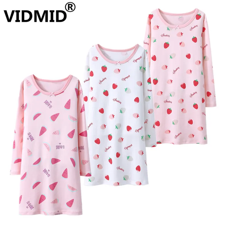 

VIDMID Girl nightgown nightwear Clothes Kids Dress long sleeve watermelon Strawberry clothes Children's sleepwear robe 7010 99