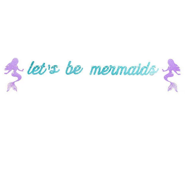 Вечерние гирлянды с изображением русалки на день рождения, баннеры, воздушные шары, посуда, топперы для торта, украшения для вечеринки в честь первого дня рождения - Цвет: mermaid banner 4