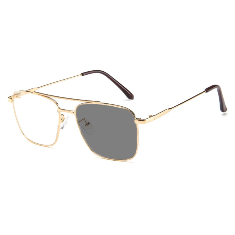 

Photochromic Myopia Pilot Sunglasses Women Men Double Beam Metal Nearsighted Eyeglasses shorted sighted blear-eyed Spectacles N5