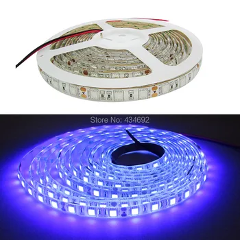 

Free Shipping 1 Roll 5M Ultraviolet UV 395-400nm Purple Waterproof 5050SMD 300LED Flexible Led Strip Light 12V