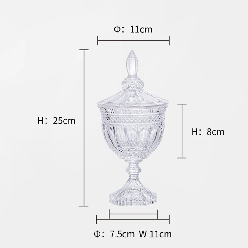Европа высокие ноги стеклянная банка для конфет емкость для хранения пищи Отель Свадебный десерт обеденный стол shopwindow украсить прозрачную стеклянную банку - Цвет: A1   25x7.5x11cm