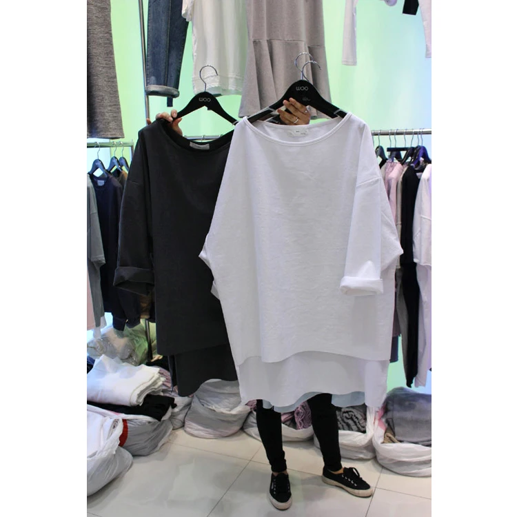 

Woman summer O-Neck Loose Tees Korean style Solid tops S-XL Hip-Hop tops