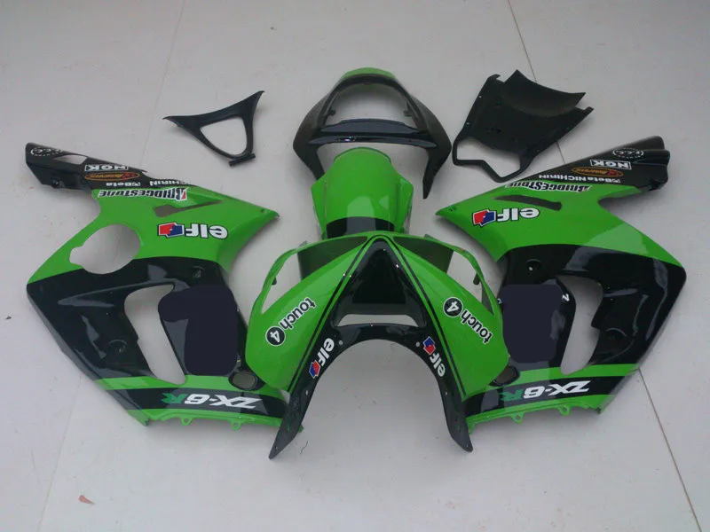 

Custom Injection mold Fairing kit for KAWASAKI Ninja ZX6R 636 03 04 ZX 6R 2003 2004 ABS Green black Fairings set+Gifts KG22